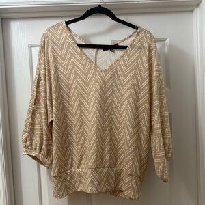 Adrienne Vittadini Tan Chevron Blouse
